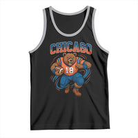 Fierce Football Bear Tank Top Chicago Fan Number 18 Bold Orange Game Day Spirit - Wonder Print Shop