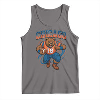 Fierce Football Bear Tank Top Chicago Fan Number 18 Bold Orange Game Day Spirit - Wonder Print Shop