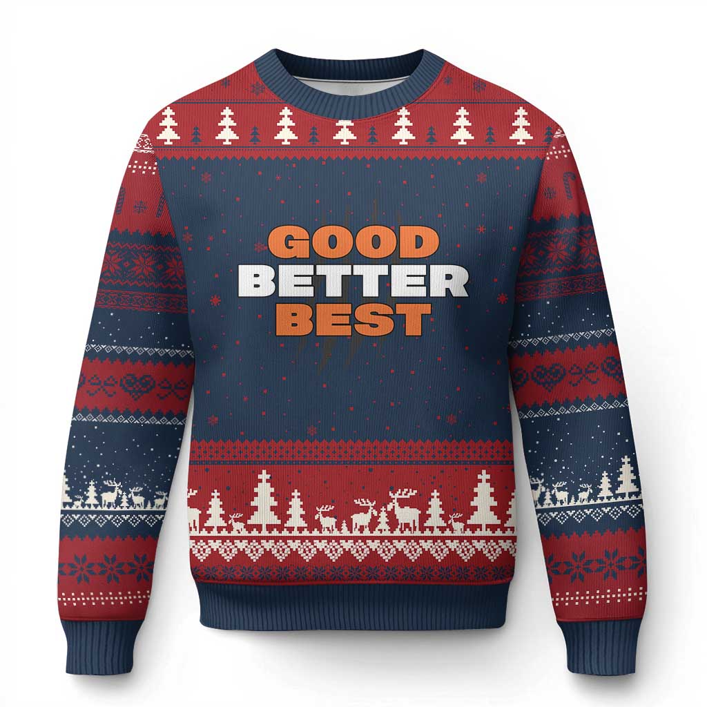 Good Better Best Chicago Football Inspirational Ugly Christmas Sweater Fierce Bears Claw Graphic for Fan - Wonder Print Shop