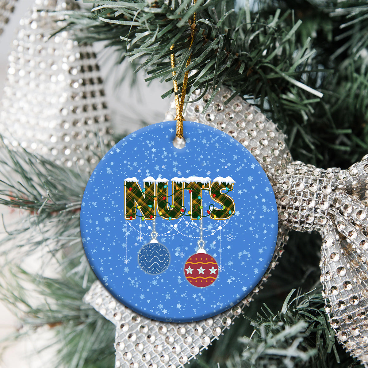 Couple Christmas Ceramic Ornament Funny Nuts Xmas Chestnuts - Wonder Print Shop