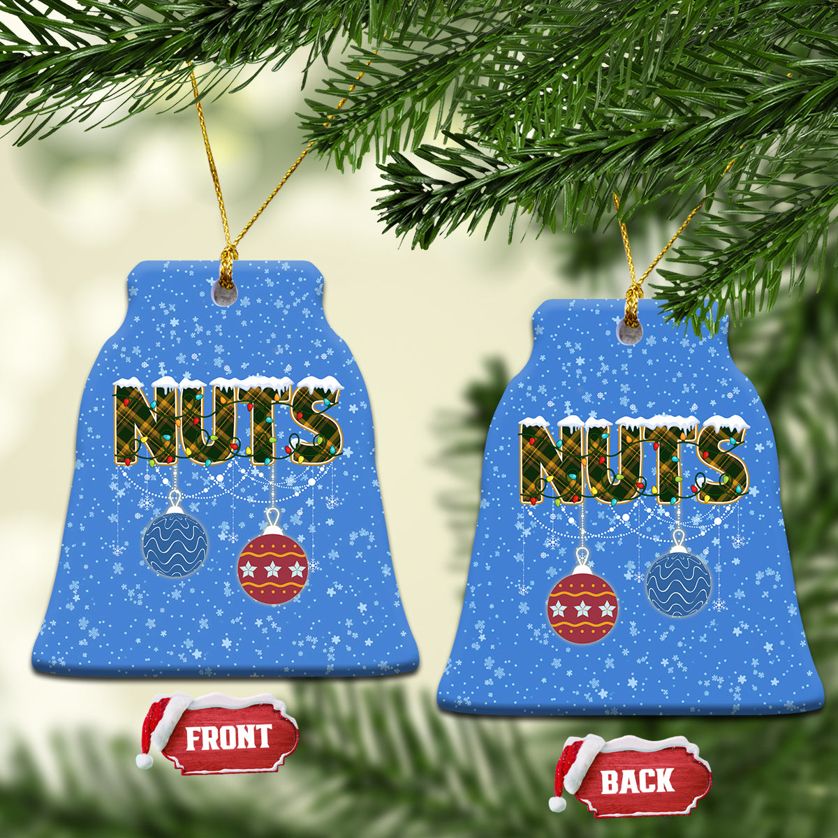 Couple Christmas Ceramic Ornament Funny Nuts Xmas Chestnuts - Wonder Print Shop