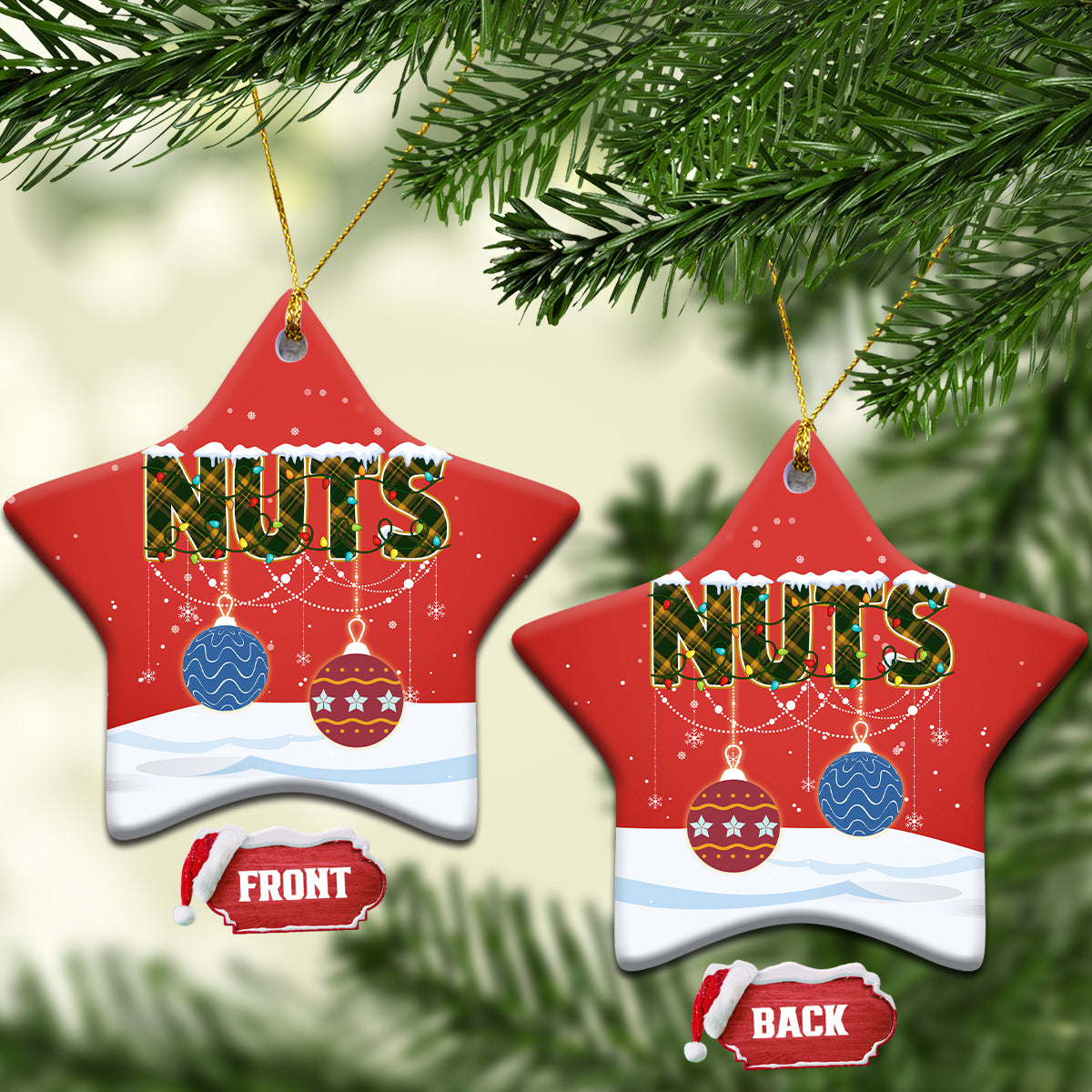 Couple Christmas Ceramic Ornament Funny Nuts Xmas Chestnuts - Wonder Print Shop