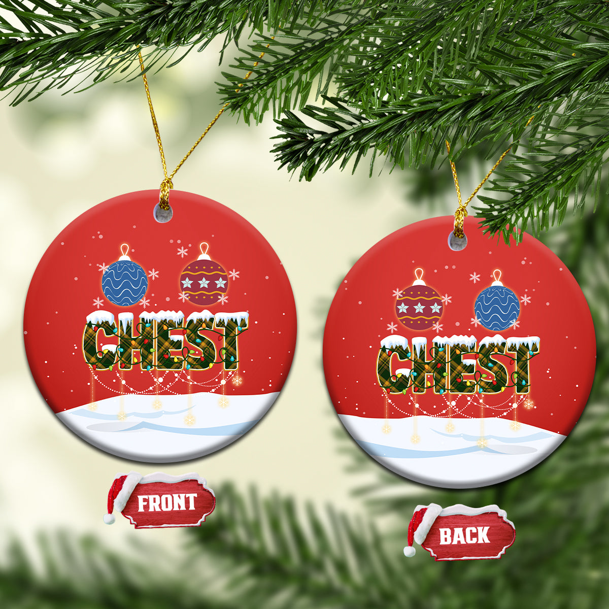 Couple Christmas Ceramic Ornament Funny Nuts Xmas Chestnuts - Wonder Print Shop