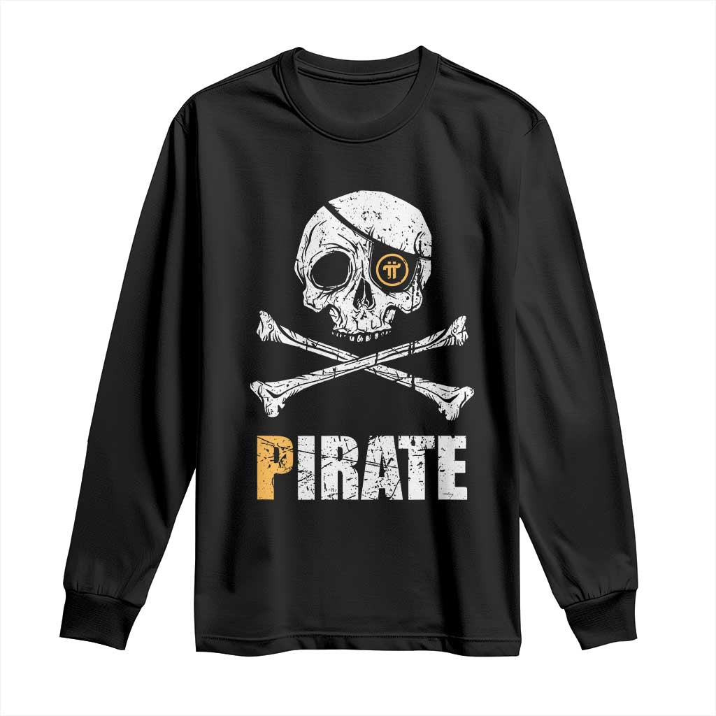 Funny Pirate Pi Cryptocurrency Long Sleeve Shirt Crypto Coins Blockchain Mining - Wonder Print Shop