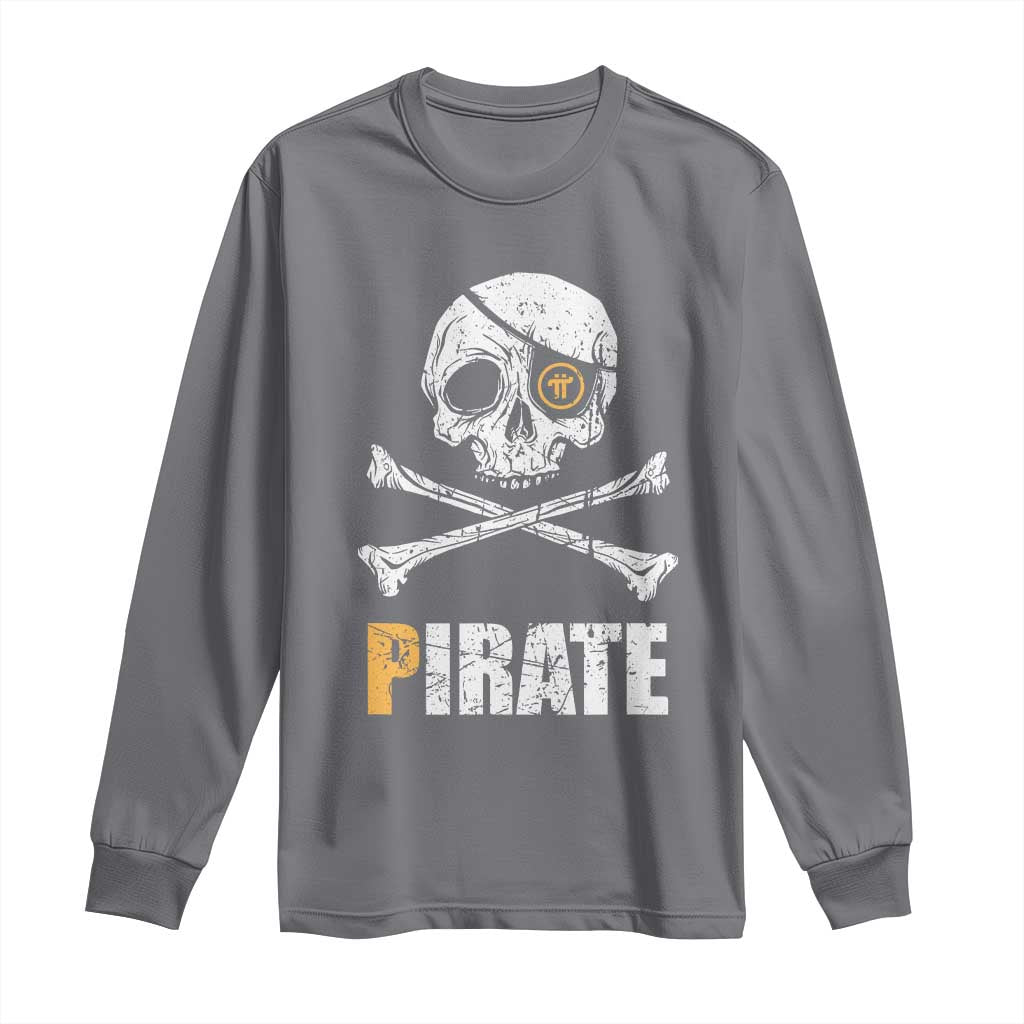 Funny Pirate Pi Cryptocurrency Long Sleeve Shirt Crypto Coins Blockchain Mining - Wonder Print Shop