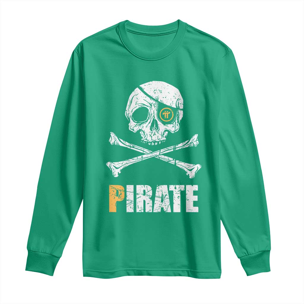 Funny Pirate Pi Cryptocurrency Long Sleeve Shirt Crypto Coins Blockchain Mining - Wonder Print Shop