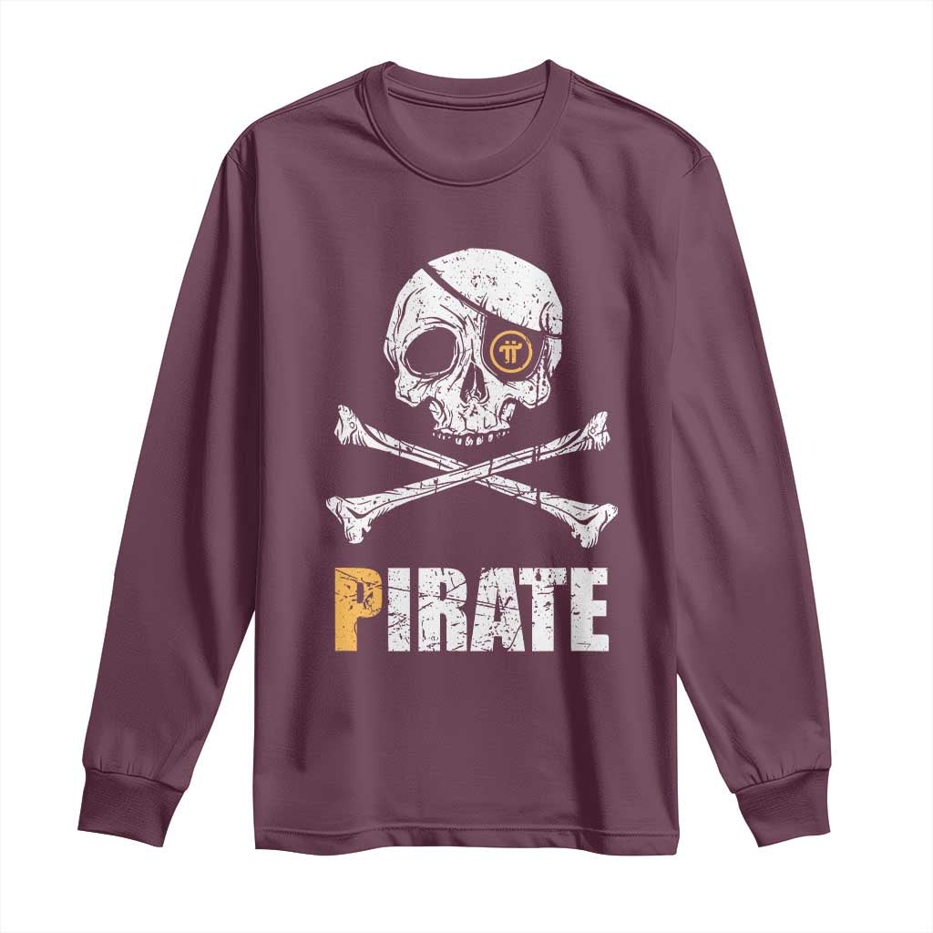 Funny Pirate Pi Cryptocurrency Long Sleeve Shirt Crypto Coins Blockchain Mining - Wonder Print Shop