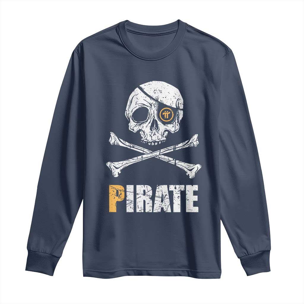 Funny Pirate Pi Cryptocurrency Long Sleeve Shirt Crypto Coins Blockchain Mining - Wonder Print Shop