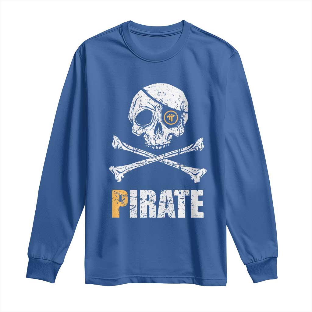 Funny Pirate Pi Cryptocurrency Long Sleeve Shirt Crypto Coins Blockchain Mining - Wonder Print Shop
