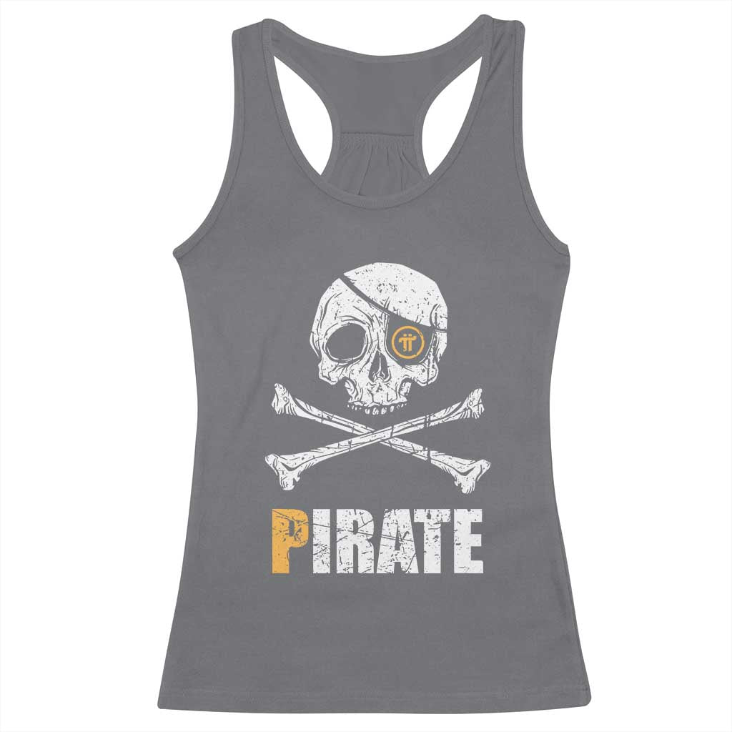 Funny Pirate Pi Cryptocurrency Racerback Tank Top Crypto Coins Blockchain Mining - Wonder Print Shop
