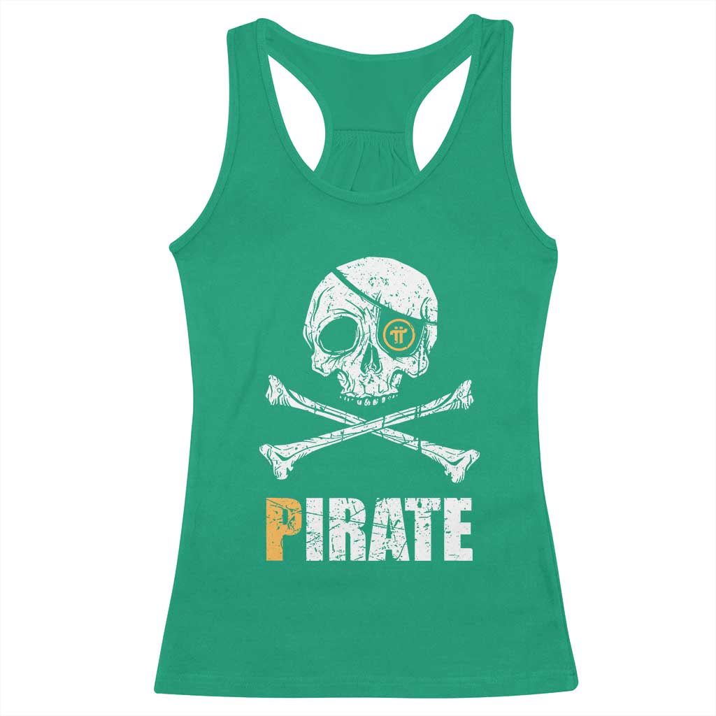 Funny Pirate Pi Cryptocurrency Racerback Tank Top Crypto Coins Blockchain Mining - Wonder Print Shop