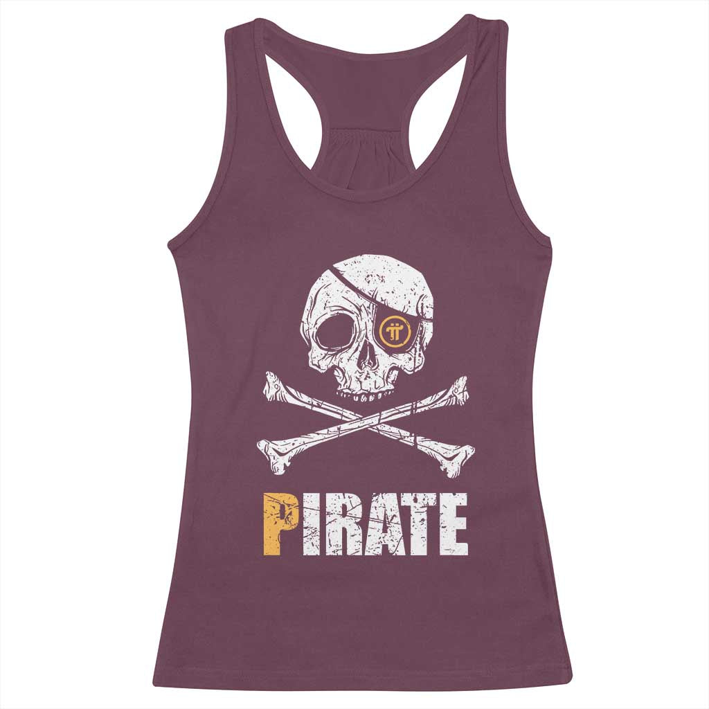 Funny Pirate Pi Cryptocurrency Racerback Tank Top Crypto Coins Blockchain Mining - Wonder Print Shop