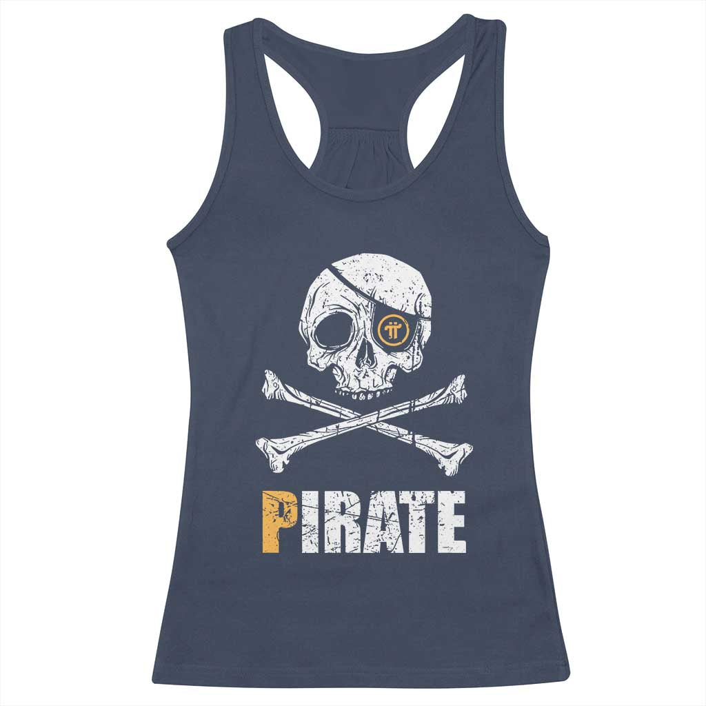 Funny Pirate Pi Cryptocurrency Racerback Tank Top Crypto Coins Blockchain Mining - Wonder Print Shop