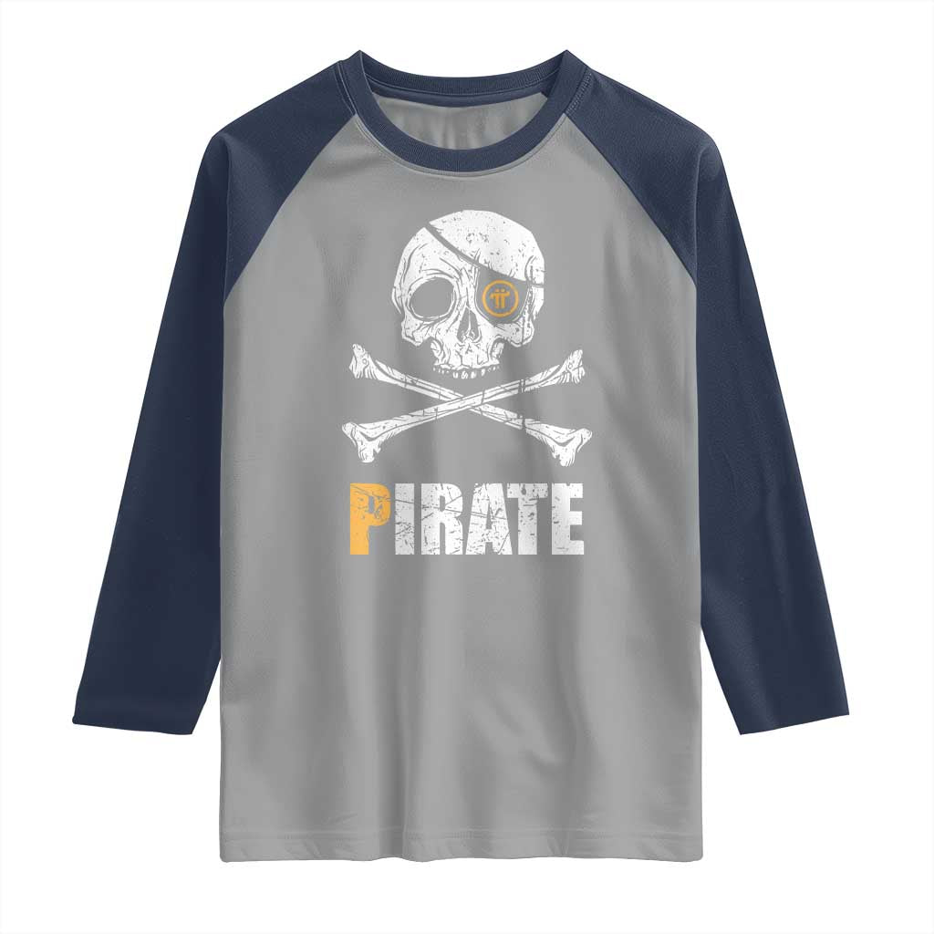 Funny Pirate Pi Cryptocurrency Raglan Shirt Crypto Coins Blockchain Mining - Wonder Print Shop