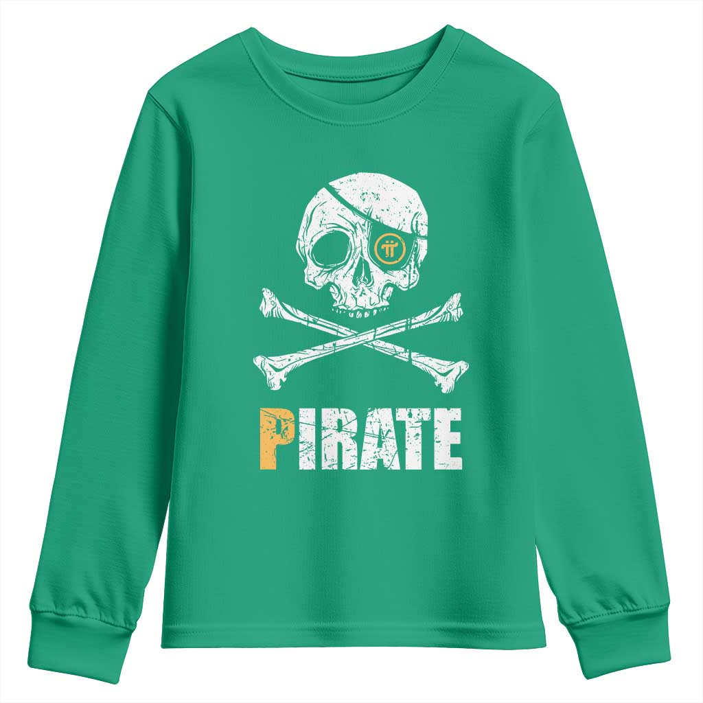 Funny Pirate Pi Cryptocurrency Youth Sweatshirt Crypto Coins Blockchain Mining - Wonder Print Shop