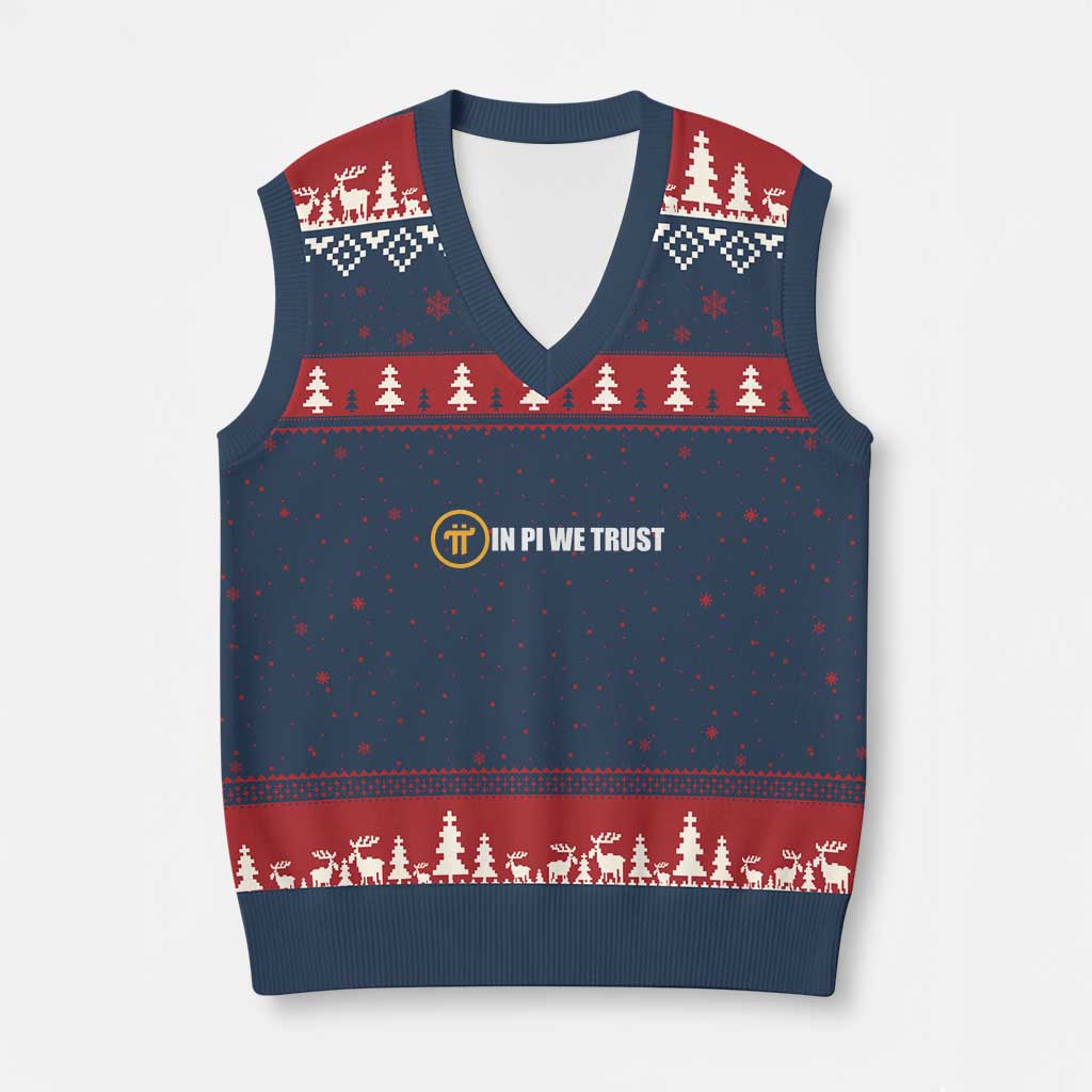 In Pi We Trust Cryptocurrency V-Neck Knit Sweater Vest Crypto Coins Blockchain Mining - Wonder Print Shop