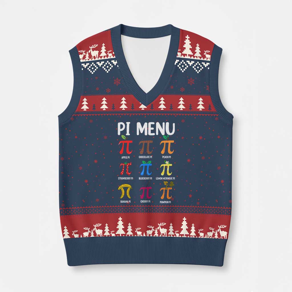 Funny Number Pi V-Neck Knit Sweater Vest Pi Menu 3.14 Pi Symbol - Math Teacher Happy Pi Day - Wonder Print Shop