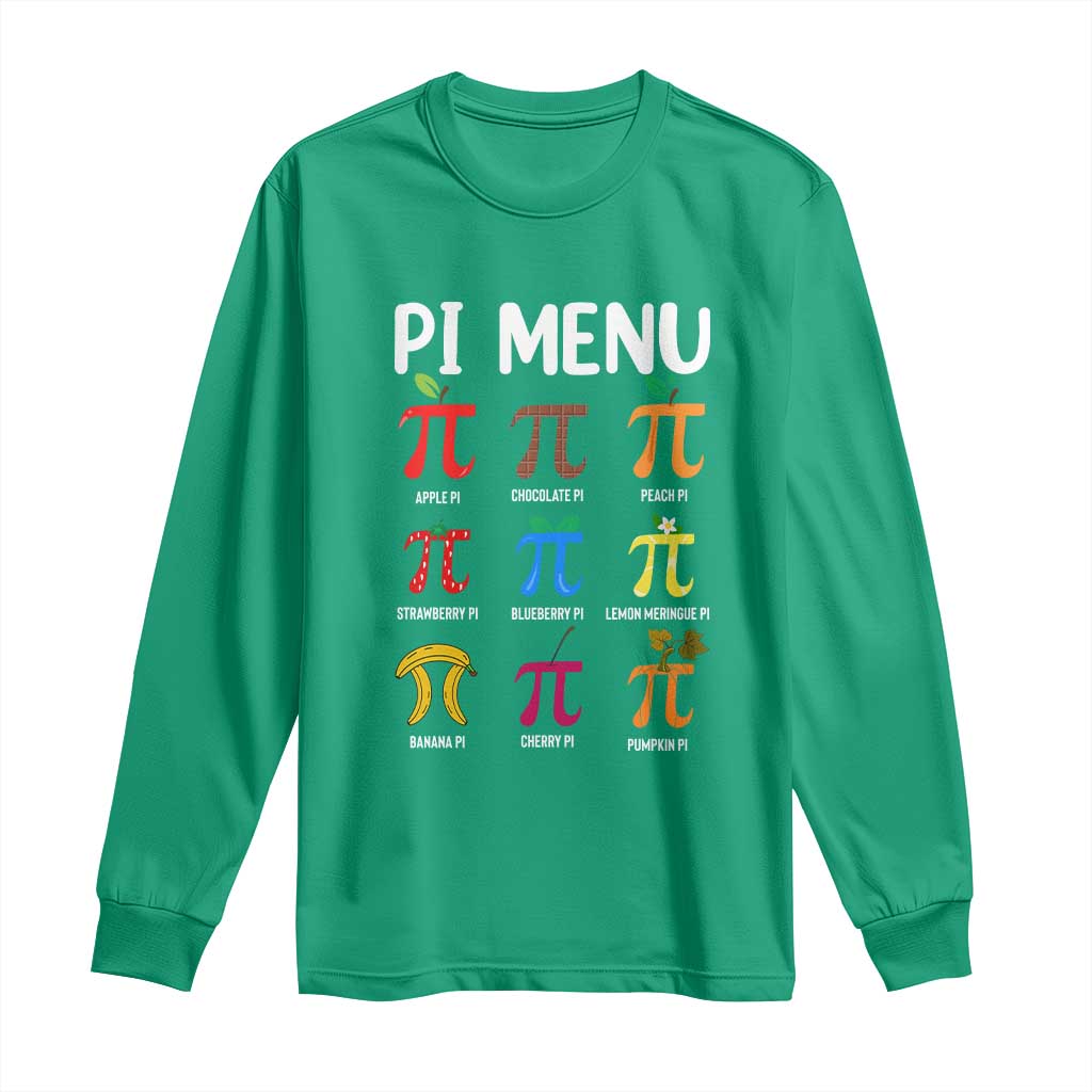 Funny Number Pi Long Sleeve Shirt Pi Menu 3.14 Pi Symbol - Math Teacher Happy Pi Day - Wonder Print Shop