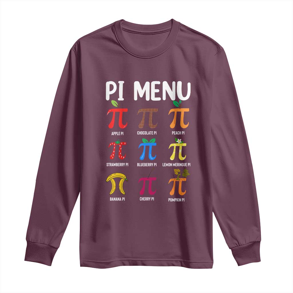 Funny Number Pi Long Sleeve Shirt Pi Menu 3.14 Pi Symbol - Math Teacher Happy Pi Day - Wonder Print Shop