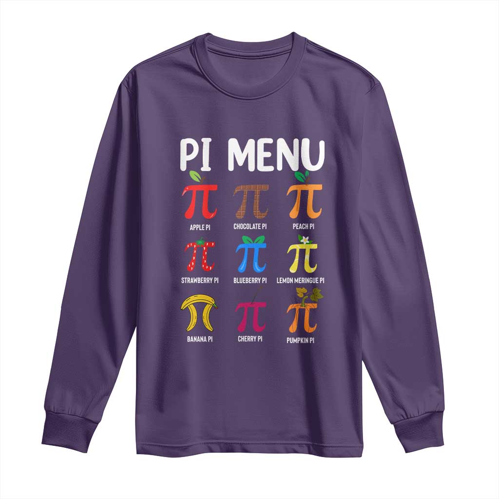 Funny Number Pi Long Sleeve Shirt Pi Menu 3.14 Pi Symbol - Math Teacher Happy Pi Day - Wonder Print Shop