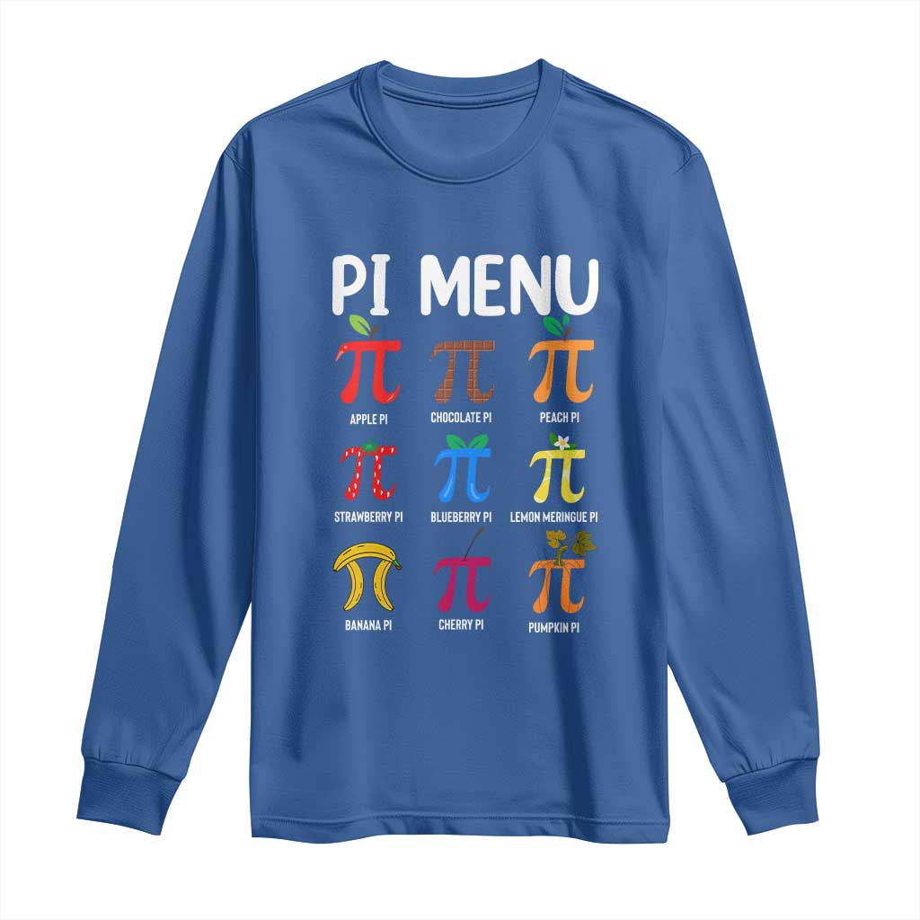 Funny Number Pi Long Sleeve Shirt Pi Menu 3.14 Pi Symbol - Math Teacher Happy Pi Day - Wonder Print Shop