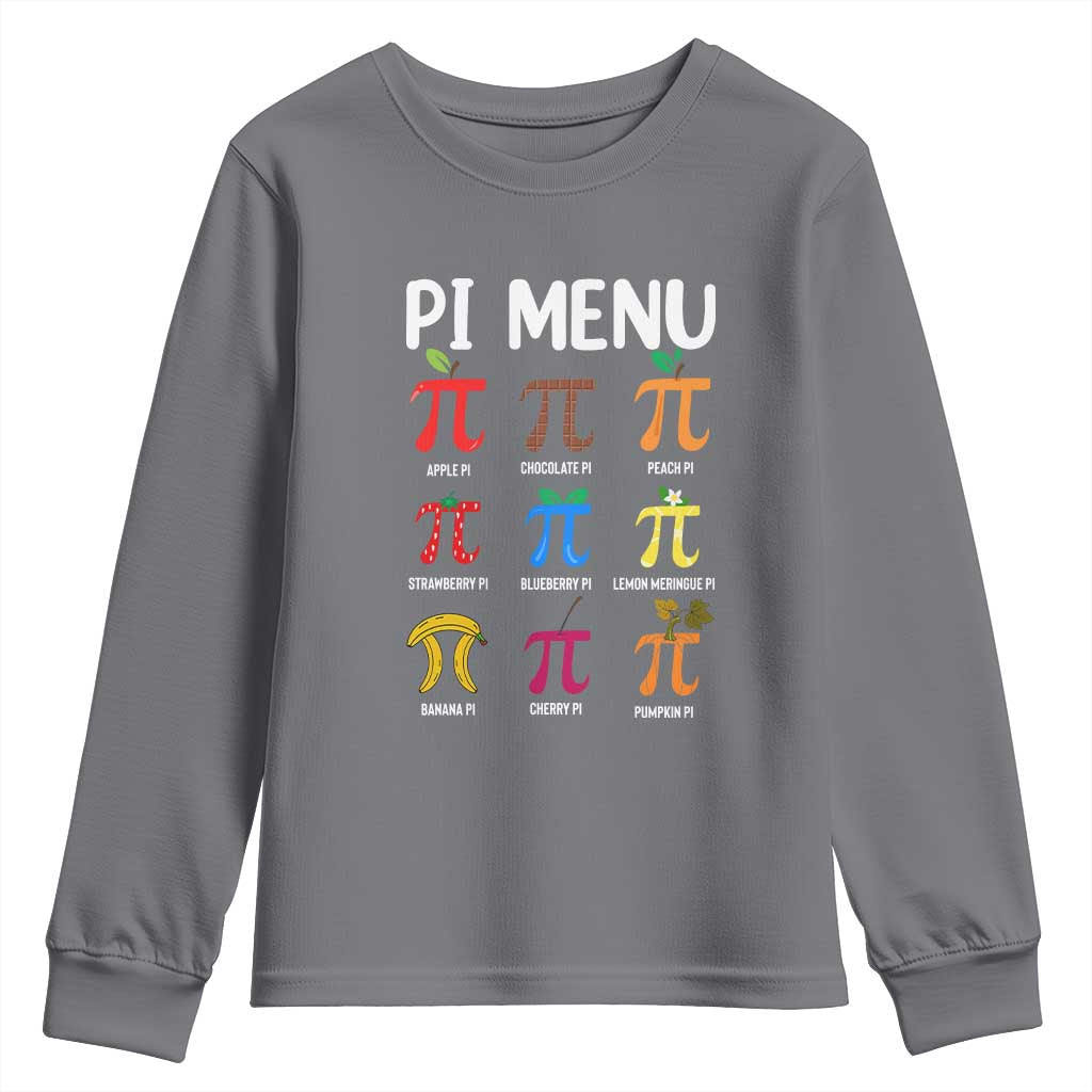 Funny Number Pi Youth Sweatshirt Pi Menu 3.14 Pi Symbol - Math Teacher Happy Pi Day - Wonder Print Shop