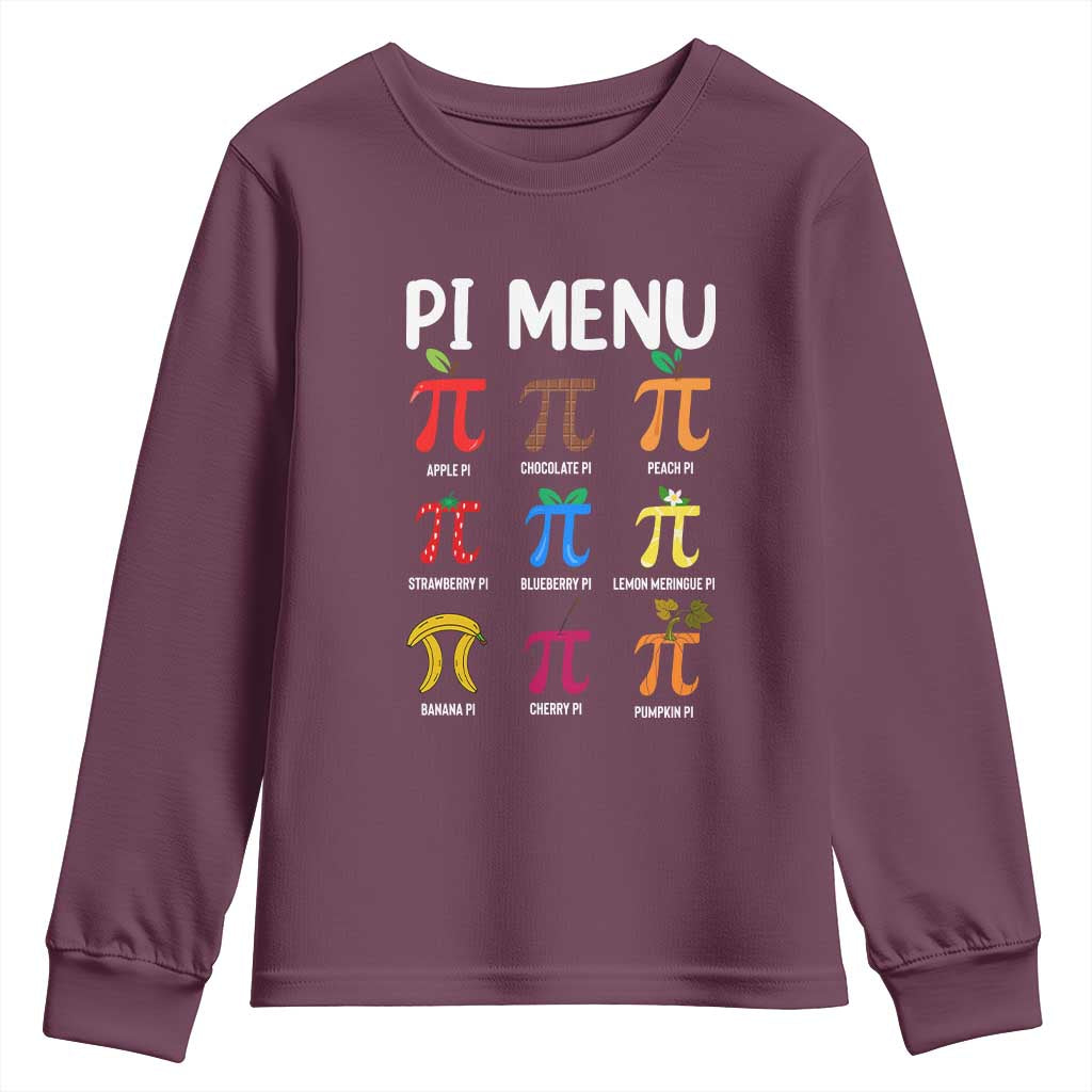 Funny Number Pi Youth Sweatshirt Pi Menu 3.14 Pi Symbol - Math Teacher Happy Pi Day - Wonder Print Shop