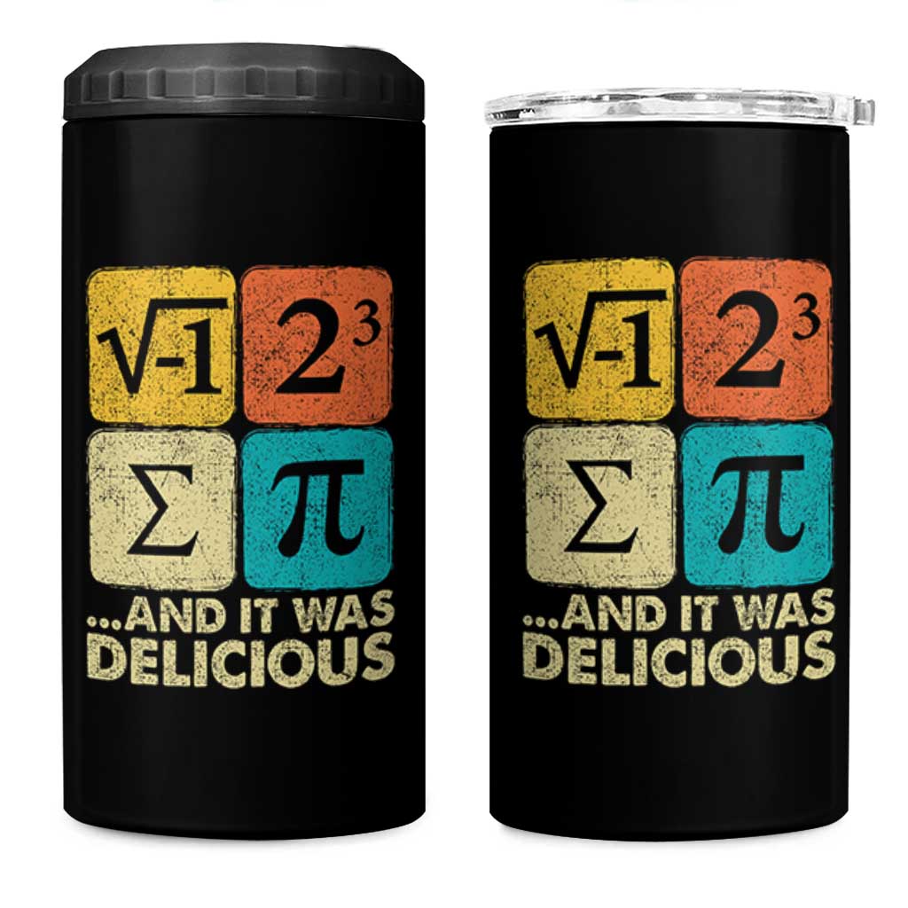 Funny Number Pi 4 in 1 Can Cooler Tumbler I Ate Some Pie and It Was Delicious Funny PI Day Math Pun - Wonder Print Shop