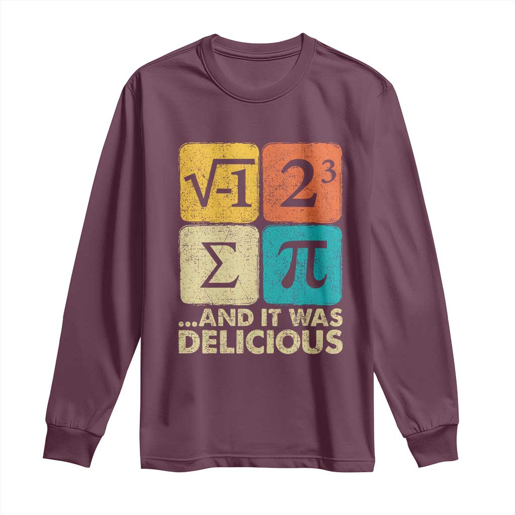 Funny Number Pi Long Sleeve Shirt I Ate Some Pie and It Was Delicious Funny PI Day Math Pun - Wonder Print Shop