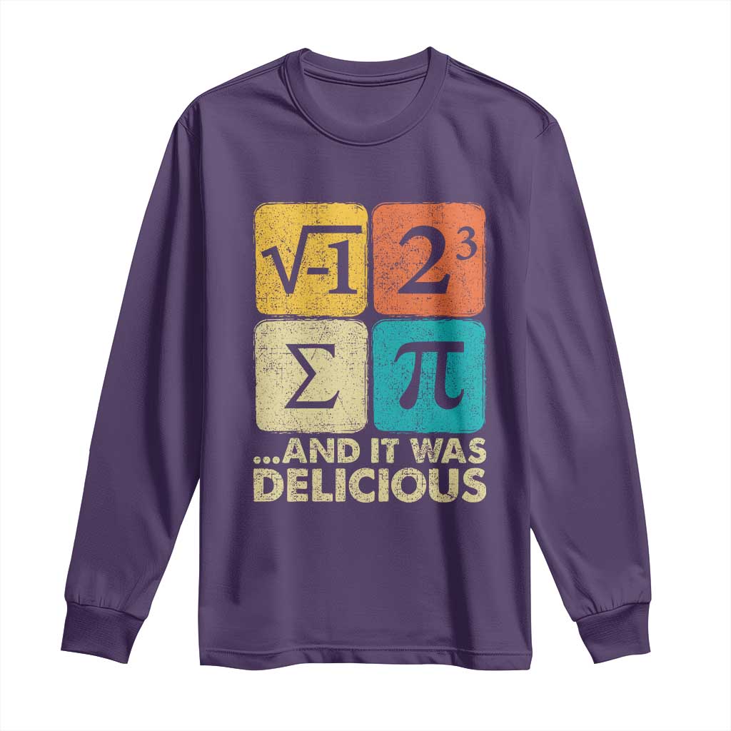 Funny Number Pi Long Sleeve Shirt I Ate Some Pie and It Was Delicious Funny PI Day Math Pun - Wonder Print Shop