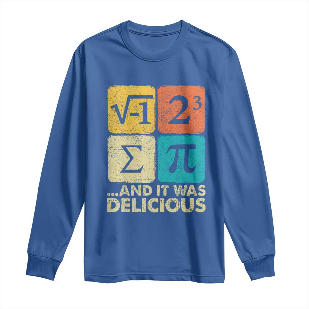 Funny Number Pi Long Sleeve Shirt I Ate Some Pie and It Was Delicious Funny PI Day Math Pun - Wonder Print Shop