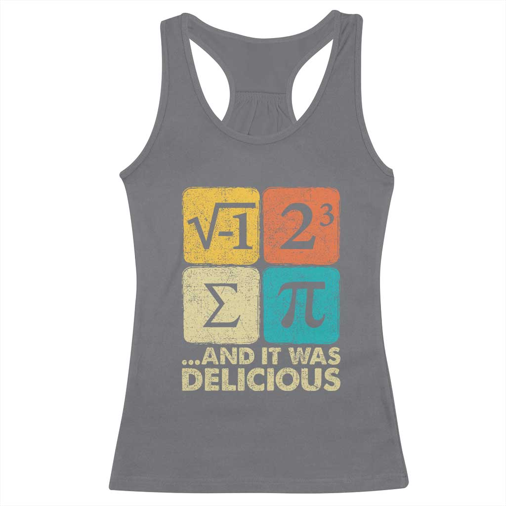 Funny Number Pi Racerback Tank Top I Ate Some Pie and It Was Delicious Funny PI Day Math Pun - Wonder Print Shop