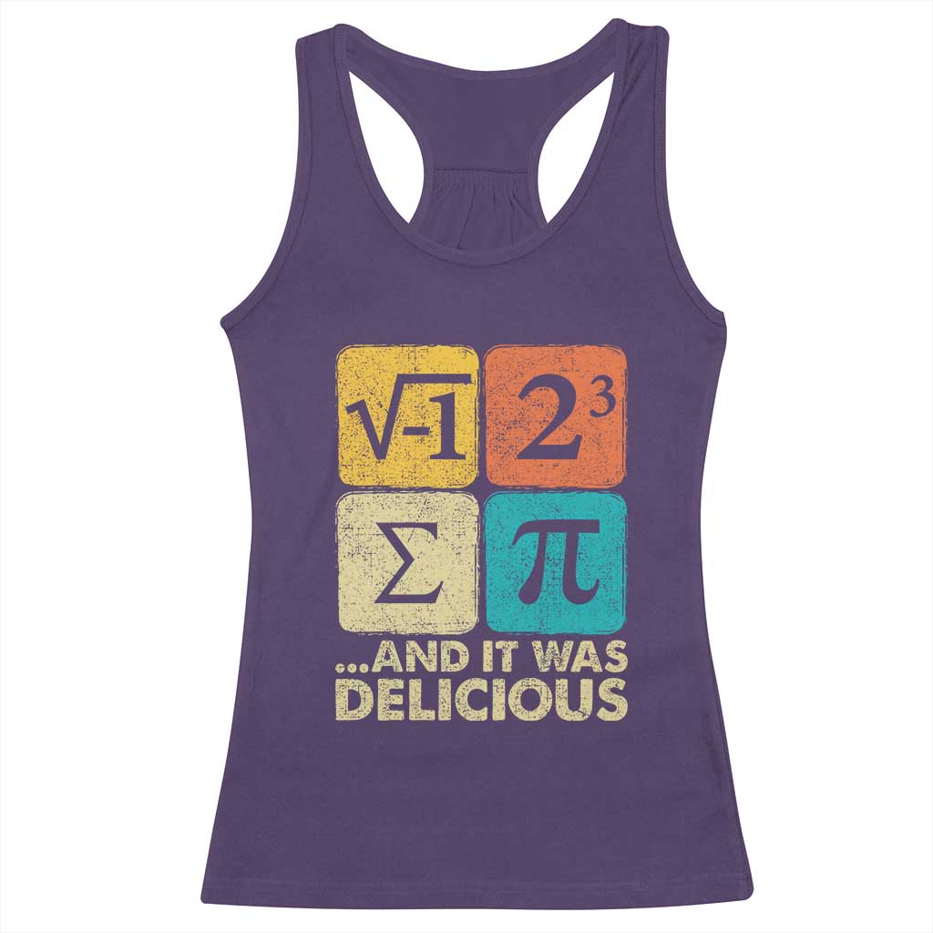 Funny Number Pi Racerback Tank Top I Ate Some Pie and It Was Delicious Funny PI Day Math Pun - Wonder Print Shop
