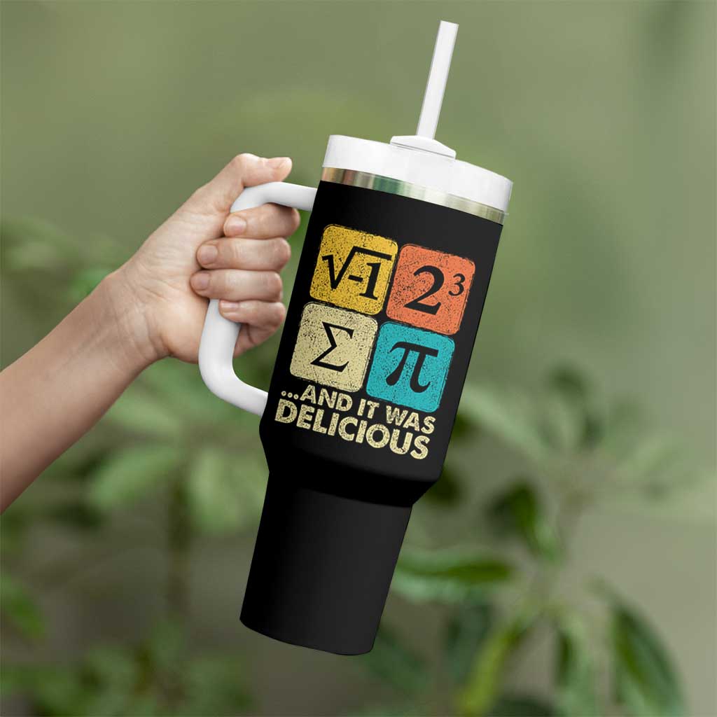 Funny Number Pi Tumbler With Handle I Ate Some Pie and It Was Delicious Funny PI Day Math Pun - Wonder Print Shop