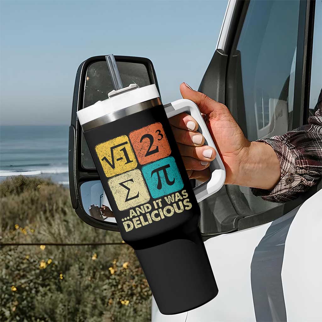 Funny Number Pi Tumbler With Handle I Ate Some Pie and It Was Delicious Funny PI Day Math Pun - Wonder Print Shop