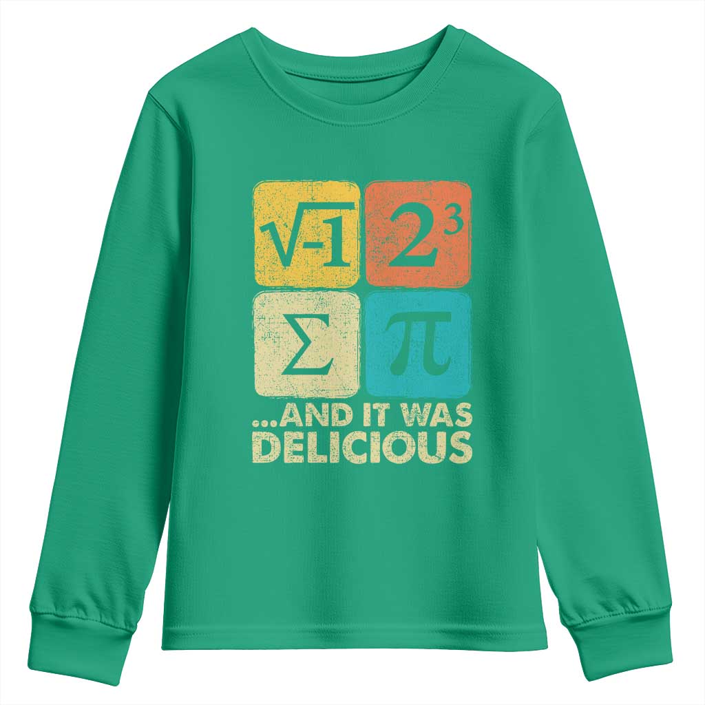 Funny Number Pi Youth Sweatshirt I Ate Some Pie and It Was Delicious Funny PI Day Math Pun - Wonder Print Shop