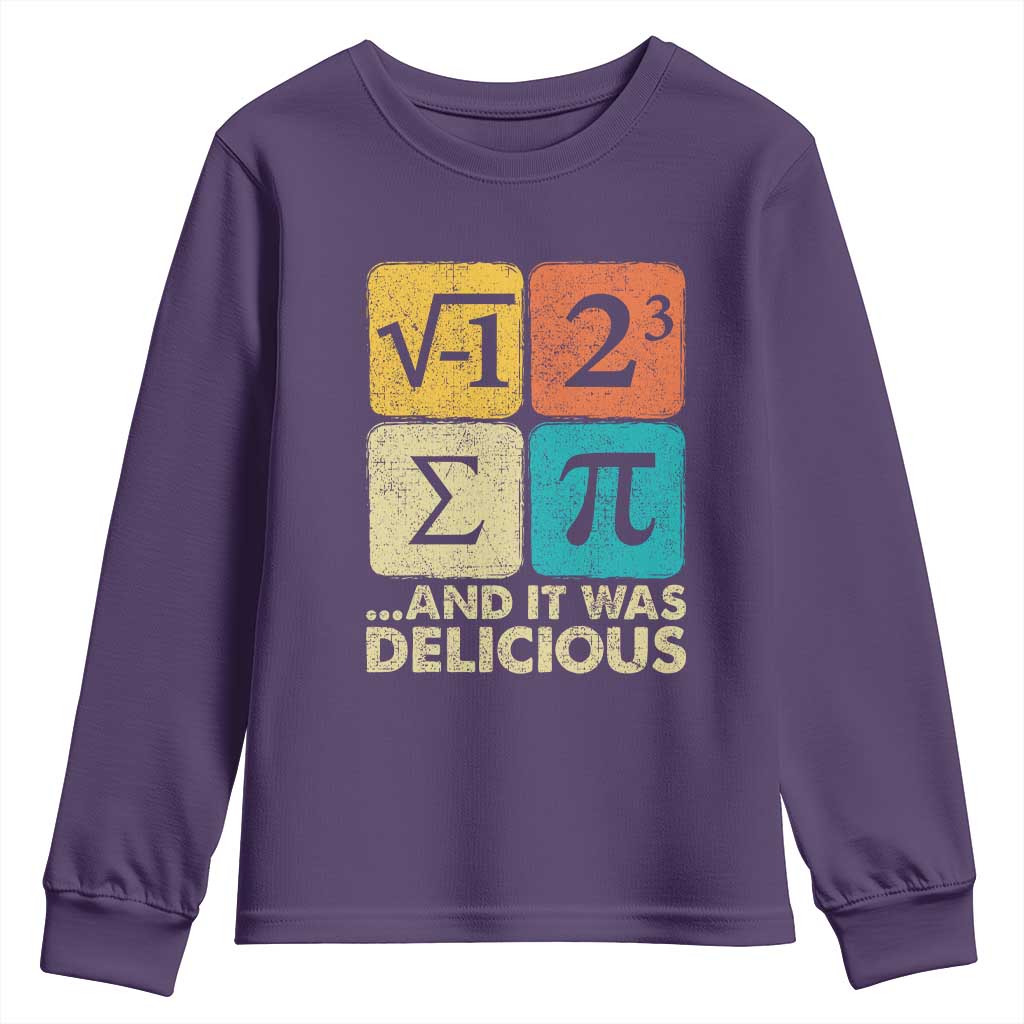 Funny Number Pi Youth Sweatshirt I Ate Some Pie and It Was Delicious Funny PI Day Math Pun - Wonder Print Shop