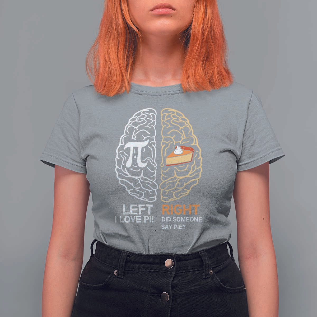 Funny Pi Day T Shirt For Women Left Vs Right Brain Pie Shirt Math Geek Gift - Wonder Print Shop