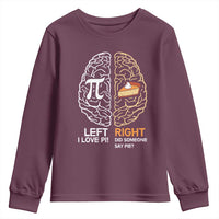 Funny Pi Day Youth Sweatshirt Left Vs Right Brain Pie Shirt Math Geek Gift - Wonder Print Shop