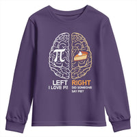 Funny Pi Day Youth Sweatshirt Left Vs Right Brain Pie Shirt Math Geek Gift - Wonder Print Shop