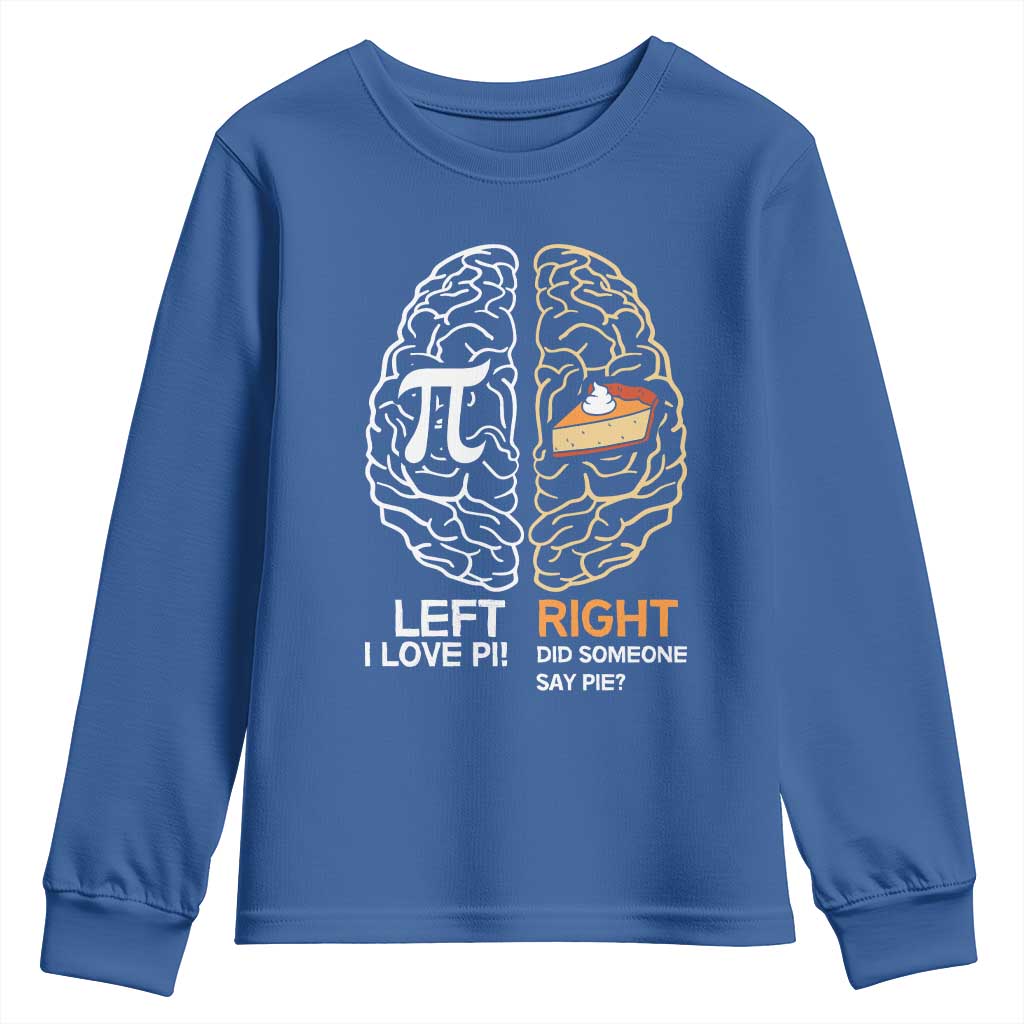 Funny Pi Day Youth Sweatshirt Left Vs Right Brain Pie Shirt Math Geek Gift - Wonder Print Shop