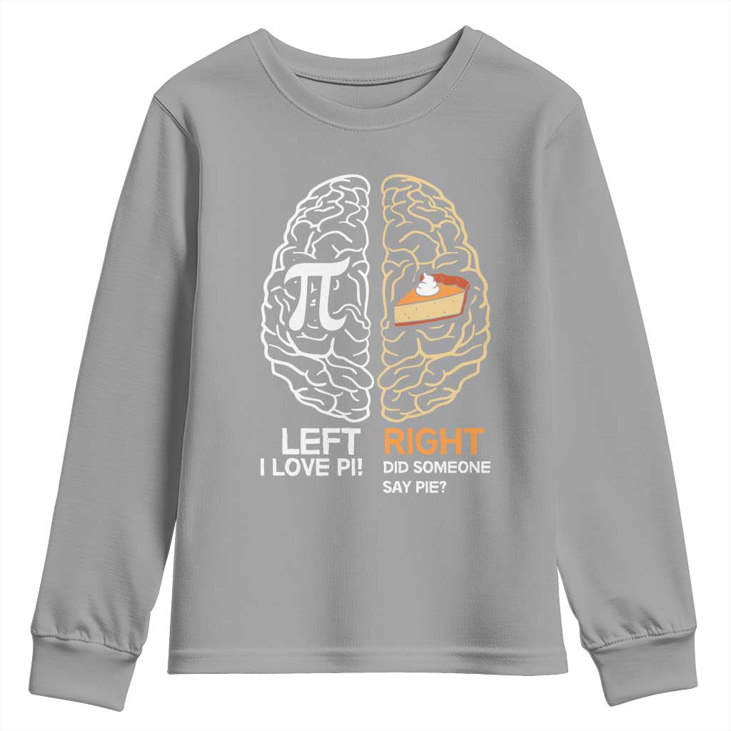 Funny Pi Day Youth Sweatshirt Left Vs Right Brain Pie Shirt Math Geek Gift - Wonder Print Shop