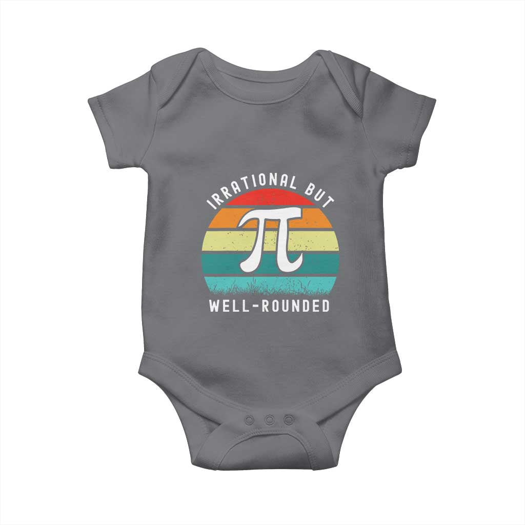Funny Number Pi Baby Onesie Retro Irrational But Well Rounded Pi Day Celebration Math - Wonder Print Shop
