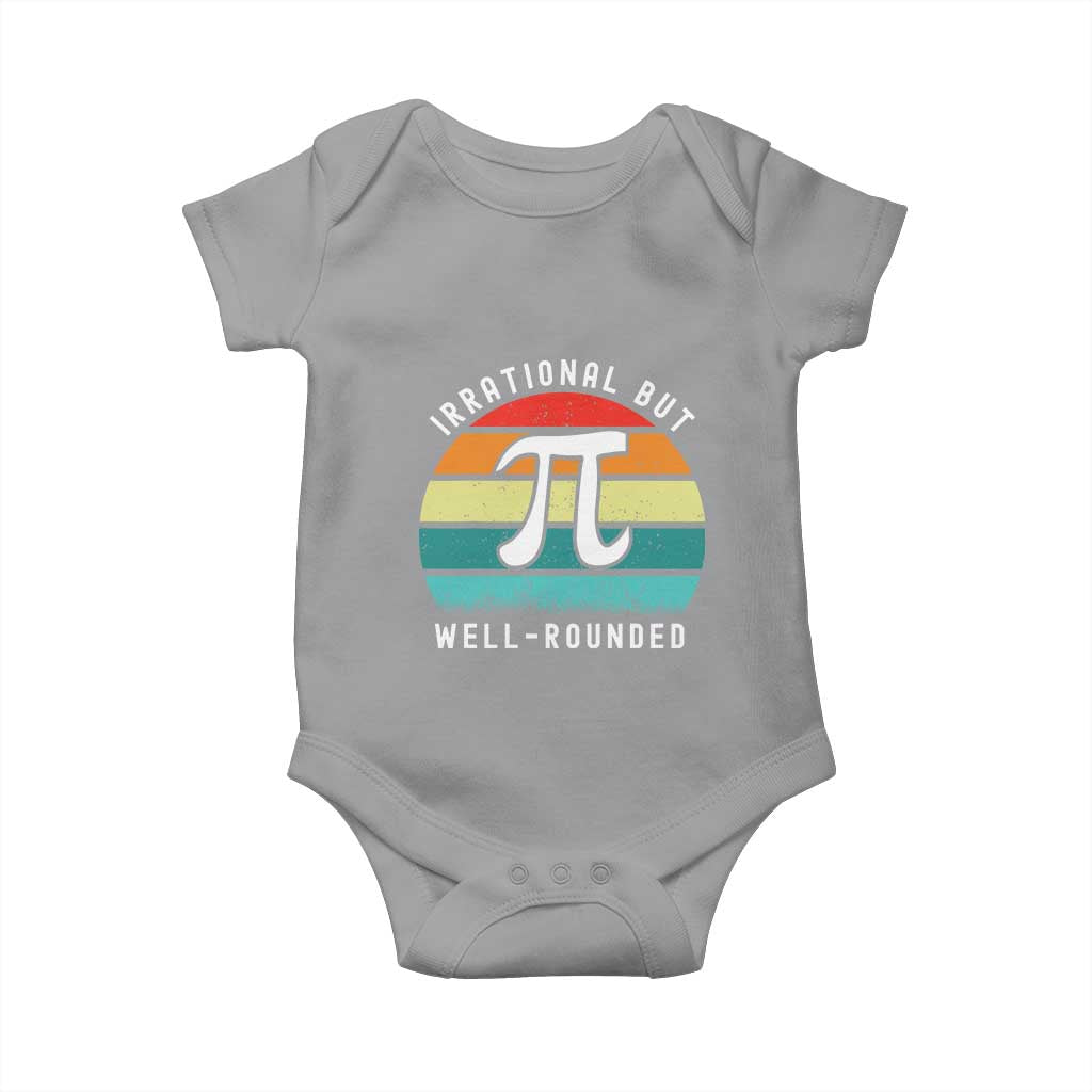 Funny Number Pi Baby Onesie Retro Irrational But Well Rounded Pi Day Celebration Math - Wonder Print Shop