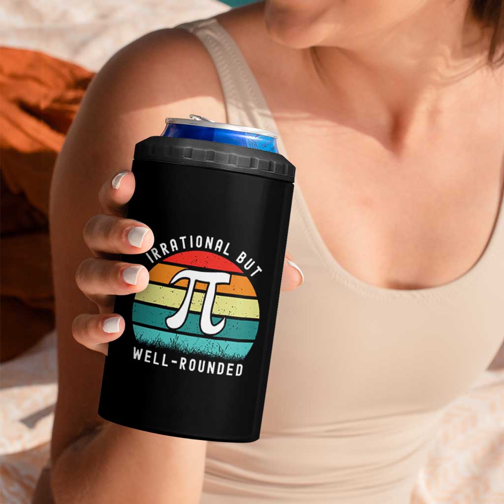 Funny Number Pi 4 in 1 Can Cooler Tumbler Retro Irrational But Well Rounded Pi Day Celebration Math - Wonder Print Shop