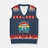 Funny Number Pi V-Neck Knit Sweater Vest Retro Irrational But Well Rounded Pi Day Celebration Math - Wonder Print Shop