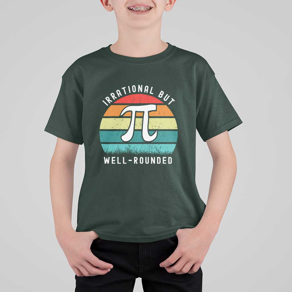 Funny Number Pi T Shirt For Kid Retro Irrational But Well Rounded Pi Day Celebration Math - Wonder Print Shop