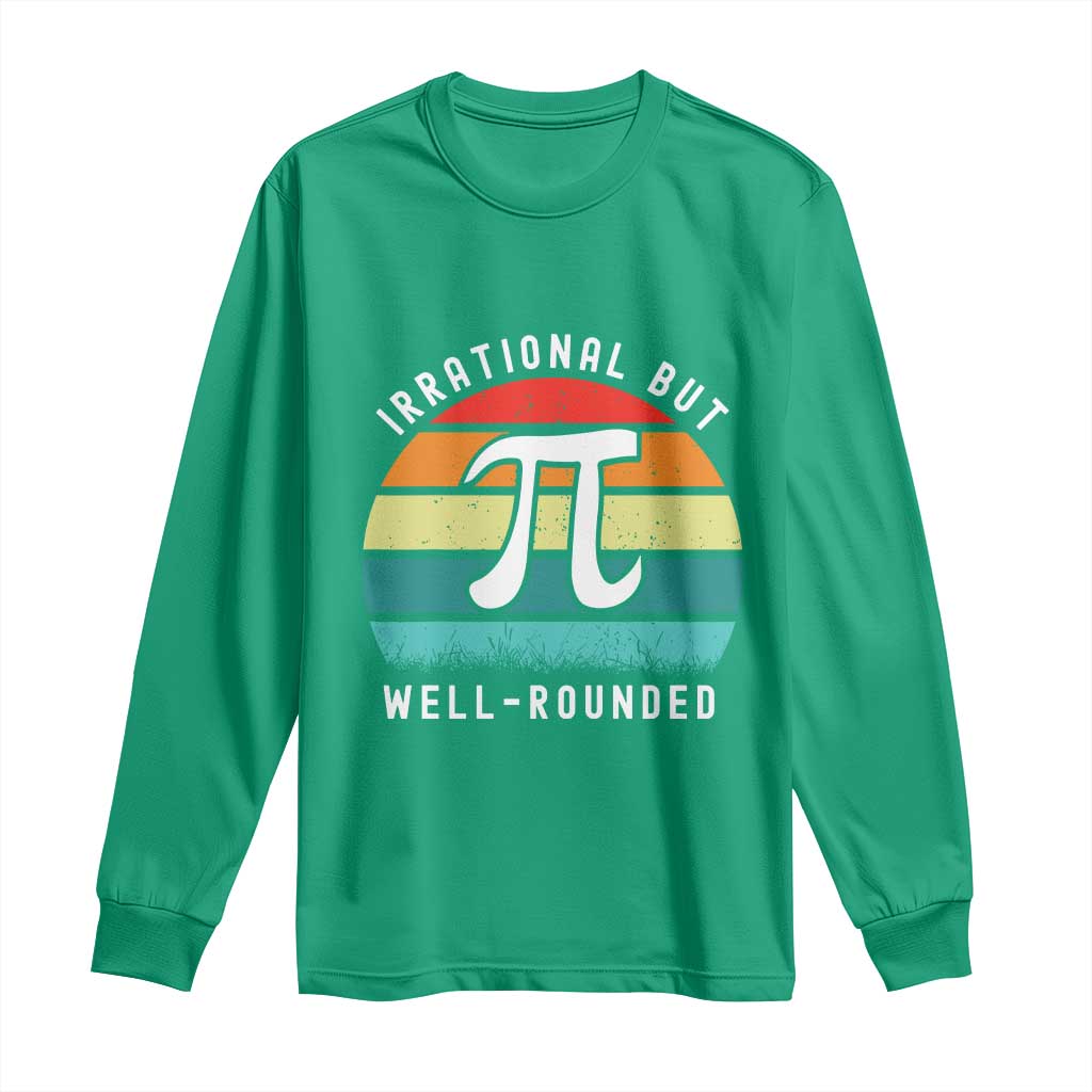Funny Number Pi Long Sleeve Shirt Retro Irrational But Well Rounded Pi Day Celebration Math - Wonder Print Shop