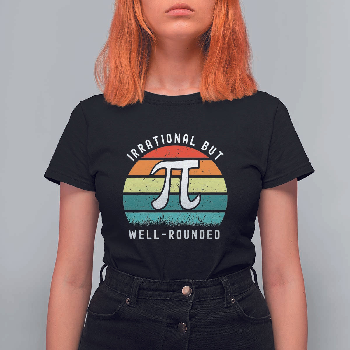 Funny Number Pi T Shirt For Women Retro Irrational But Well Rounded Pi Day Celebration Math - Wonder Print Shop