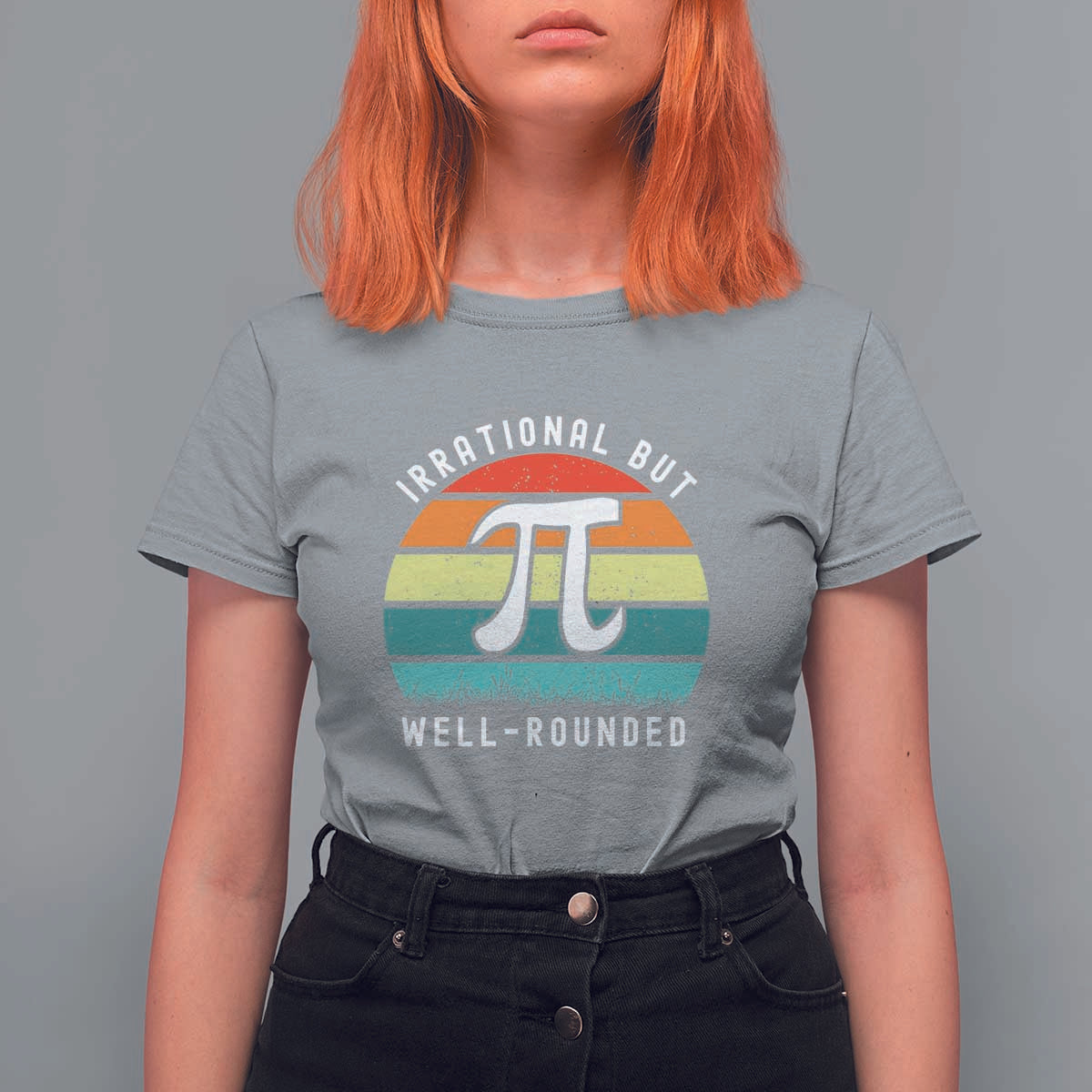 Funny Number Pi T Shirt For Women Retro Irrational But Well Rounded Pi Day Celebration Math - Wonder Print Shop